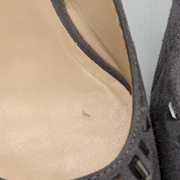 Cole Haan grey leather rhinestone accent point toe heel 8.5 - Picture 8 of 12